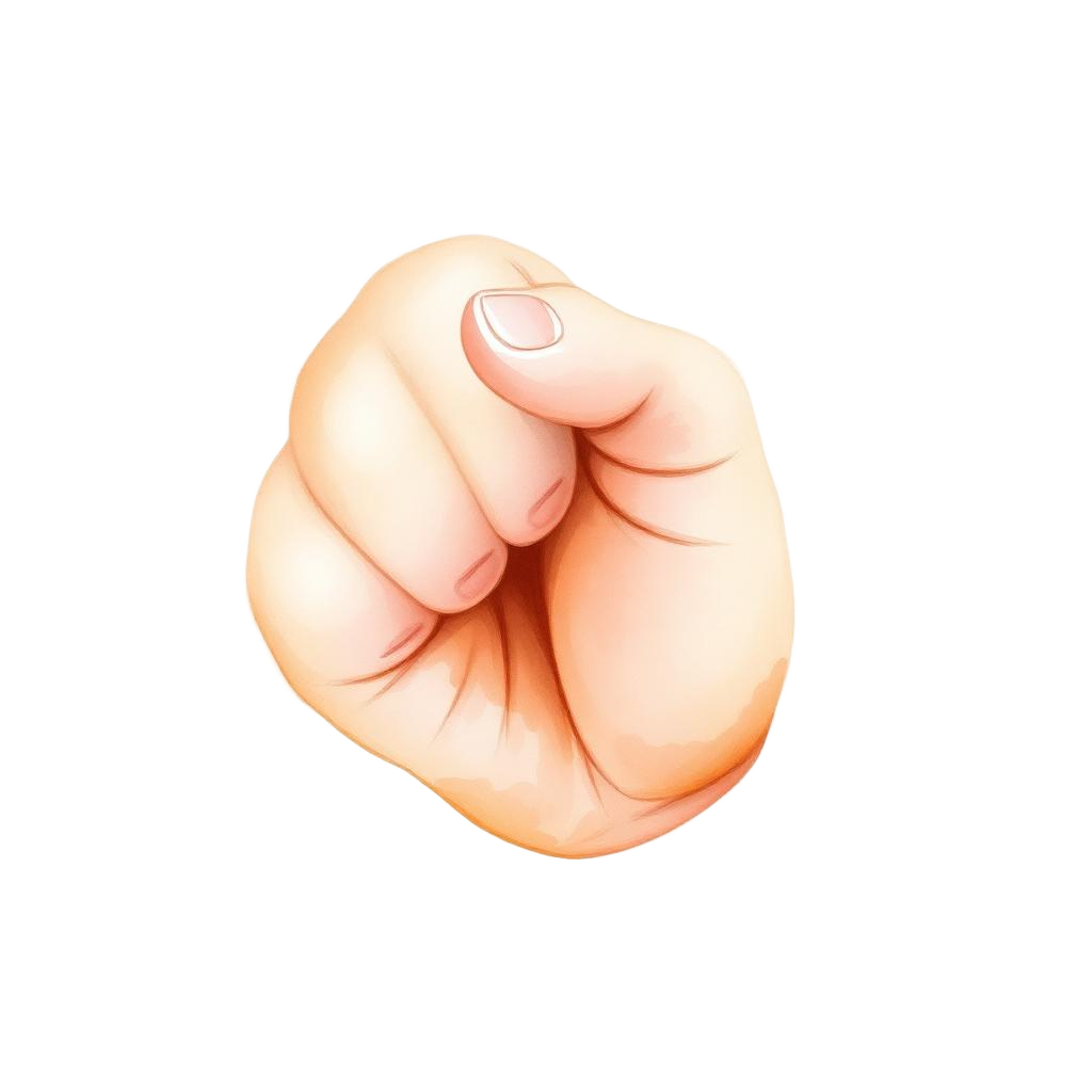 A newborn's tiny closed fist, softly painted in warm watercolor